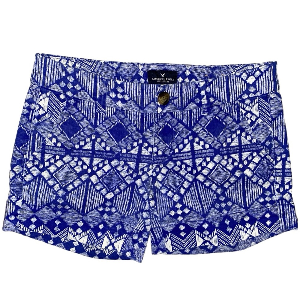 AMERICAN EAGLES OUTFITTERS GRAPIC PRINT MIDI STRETCH CHINO SHORTS•WOMENS•SIZE 0